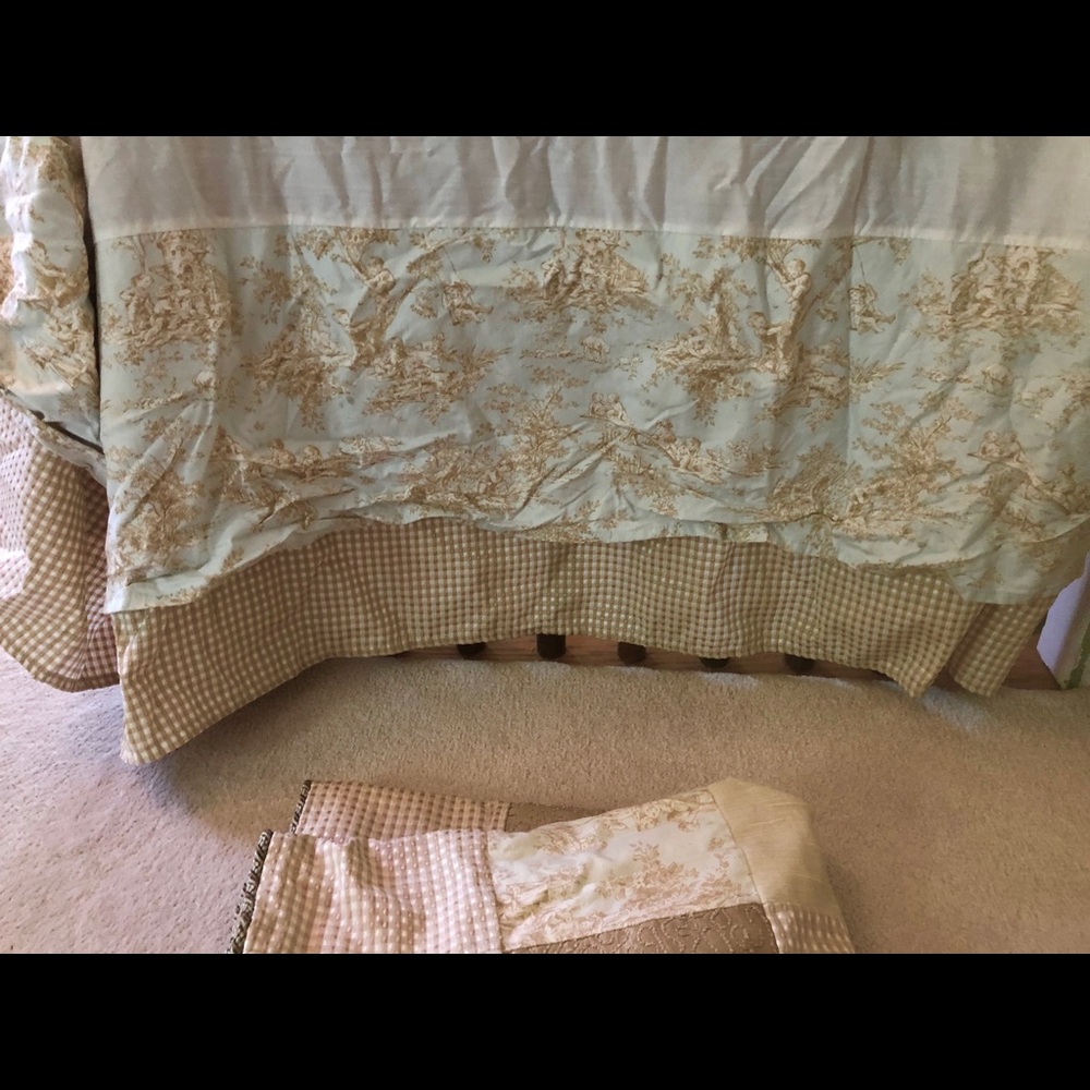 Baby patchwork Toile blanket, crib skirt 3 valance - Picture 4 of 8